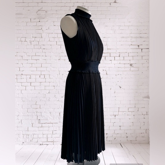 NANETTE NANETTE LEPORE Pleated swing Blouson elastic waist high neck Dress 2 - Picture 6 of 16